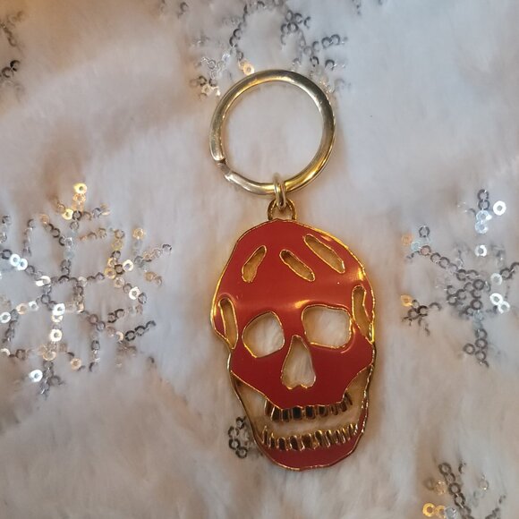 ALEXANDER MCQUEEN Gold and Red Skull Keychain (Brand new)(Gift box included) - Picture 1 of 11